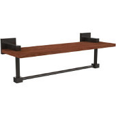  Montero Collection 16 Inch Solid IPE Ironwood Shelf with Integrated Towel Bar, Oil Rubbed Bronze
