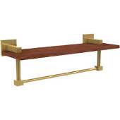  Montero Collection 16 Inch Solid IPE Ironwood Shelf with Integrated Towel Bar, Polished Brass