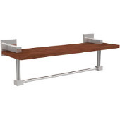  Montero Collection 16 Inch Solid IPE Ironwood Shelf with Integrated Towel Bar, Polished Chrome