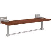  Montero Collection 16 Inch Solid IPE Ironwood Shelf with Integrated Towel Bar, Satin Chrome
