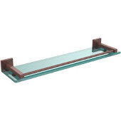  Montero Collection 22 Inch Glass Shelf with Gallery Rail, Antique Copper