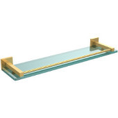  Montero Collection 22 Inch Glass Shelf with Gallery Rail, Polished Brass