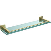  Montero Collection 22 Inch Glass Shelf with Gallery Rail, Satin Brass
