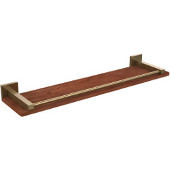  Montero Collection 22 Inch Solid IPE Ironwood Shelf with Gallery Rail, Brushed Bronze