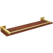  Montero Collection 22 Inch Solid IPE Ironwood Shelf with Gallery Rail, Unlacquered Brass