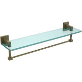  Montero Collection 22 Inch Glass Vanity Shelf with Integrated Towel Bar, Antique Brass