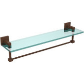  Montero Collection 22 Inch Glass Vanity Shelf with Integrated Towel Bar, Antique Bronze