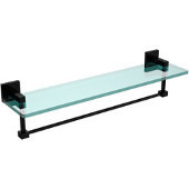  Montero Collection 22 Inch Glass Vanity Shelf with Integrated Towel Bar, Matte Black