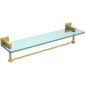  Montero Collection 22 Inch Glass Vanity Shelf with Integrated Towel Bar, Polished Brass