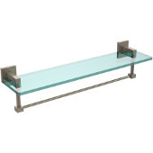  Montero Collection 22 Inch Glass Vanity Shelf with Integrated Towel Bar, Antique Pewter