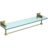  Montero Collection 22 Inch Glass Vanity Shelf with Integrated Towel Bar, Satin Brass