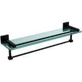  Montero Collection 22 Inch Gallery Glass Shelf with Towel Bar, Matte Black
