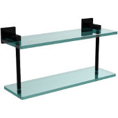  Montero Collection 16 Inch Two Tiered Glass Shelf, Matte Black