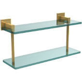  Montero Collection 16 Inch Two Tiered Glass Shelf, Polished Brass