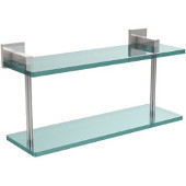  Montero Collection 16 Inch Two Tiered Glass Shelf, Polished Chrome