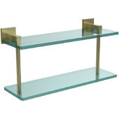  Montero Collection 16 Inch Two Tiered Glass Shelf, Satin Brass