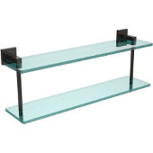  Montero Collection 22 Inch Two Tiered Glass Shelf, Matte Black