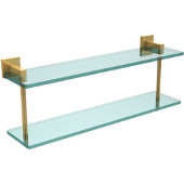  Montero Collection 22 Inch Two Tiered Glass Shelf, Polished Brass