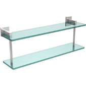  Montero Collection 22 Inch Two Tiered Glass Shelf, Polished Chrome