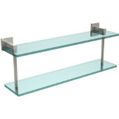  Montero Collection 22 Inch Two Tiered Glass Shelf, Polished Nickel