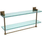  Montero Collection 22 Inch Two Tiered Glass Shelf with Integrated Towel Bar, Brushed Bronze