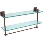  Montero Collection 22 Inch Two Tiered Glass Shelf with Integrated Towel Bar, Antique Copper