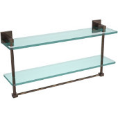  Montero Collection 22 Inch Two Tiered Glass Shelf with Integrated Towel Bar, Venetian Bronze