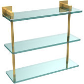  Montero Collection 16 Inch Triple Tiered Glass Shelf, Polished Brass