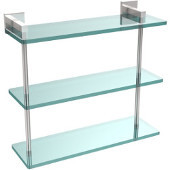  Montero Collection 16 Inch Triple Tiered Glass Shelf, Polished Chrome