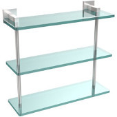  Montero Collection 16 Inch Triple Tiered Glass Shelf, Satin Chrome