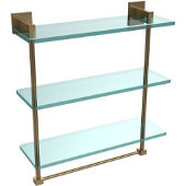  Montero Collection 16 Inch Triple Tiered Glass Shelf with integrated towel bar, Brushed Bronze
