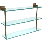  Montero Collection 22 Inch Triple Tiered Glass Shelf, Brushed Bronze