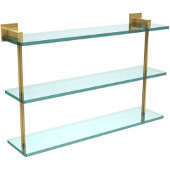 Montero Collection 22 Inch Triple Tiered Glass Shelf, Polished Brass