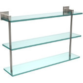  Montero Collection 22 Inch Triple Tiered Glass Shelf, Satin Nickel