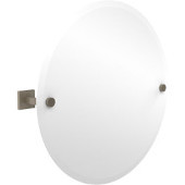  Montero Collection Contemporary Frameless Round Tilt Mirror with Beveled Edge, Antique Pewter