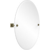  Montero Collection Contemporary Frameless Oval Tilt Mirror with Beveled Edge, Antique Brass