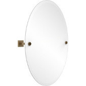  Montero Collection Contemporary Frameless Oval Tilt Mirror with Beveled Edge, Brushed Bronze