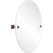  Montero Collection Contemporary Frameless Oval Tilt Mirror with Beveled Edge, Antique Copper