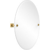  Montero Collection Contemporary Frameless Oval Tilt Mirror with Beveled Edge, Polished Brass