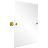  Montero Collection Contemporary Frameless Rectangular Tilt Mirror with Beveled Edge, Polished Brass