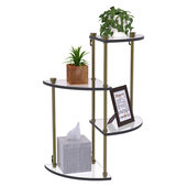  Fresno Collection 4-Tier Glass Wall Shelf in Antique Brass, 16'' W x 7'' D x 22'' H