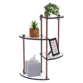  Fresno Collection 4-Tier Glass Wall Shelf in Antique Copper, 16'' W x 7'' D x 22'' H