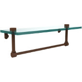  16 Inch Glass Vanity Shelf with Integrated Towel Bar, Antique Bronze