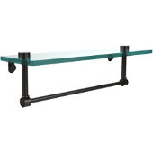  16 Inch Glass Vanity Shelf with Integrated Towel Bar, Oil Rubbed Bronze