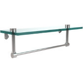  16 Inch Glass Vanity Shelf with Integrated Towel Bar, Polished Chrome