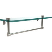  16 Inch Glass Vanity Shelf with Integrated Towel Bar, Polished Nickel