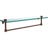  22 Inch Glass Vanity Shelf with Integrated Towel Bar, Antique Bronze