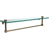  22 Inch Glass Vanity Shelf with Integrated Towel Bar, Brushed Bronze