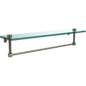  22 Inch Glass Vanity Shelf with Integrated Towel Bar, Antique Pewter