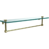  22 Inch Glass Vanity Shelf with Integrated Towel Bar, Satin Brass